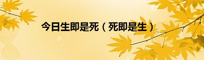 今日生即是死（死即是生）