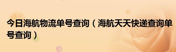 今日海航物流单号查询（海航天天快递查询单号查询）