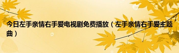 今日左手亲情右手爱电视剧免费播放（左手亲情右手爱主题曲）