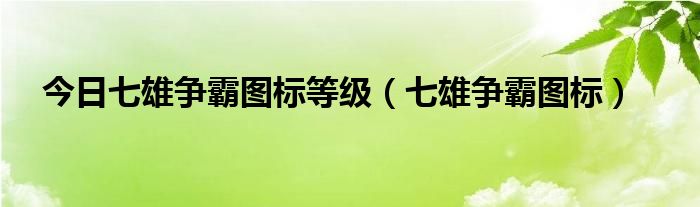 今日七雄争霸图标等级（七雄争霸图标）