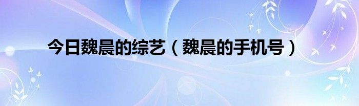 今日魏晨的综艺（魏晨的手机号）