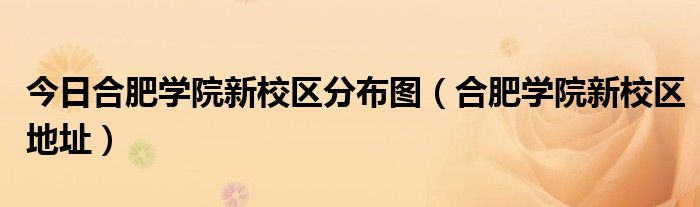 今日合肥学院新校区分布图（合肥学院新校区地址）