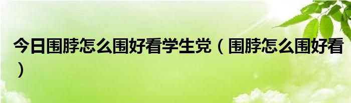 今日围脖怎么围好看学生党（围脖怎么围好看）