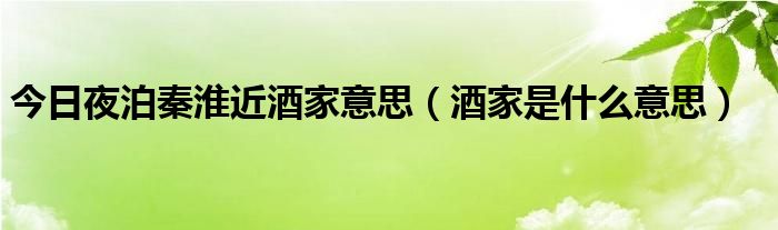 今日夜泊秦淮近酒家意思（酒家是什么意思）