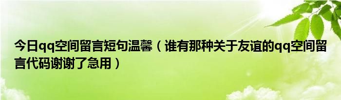 今日qq空间留言短句温馨（谁有那种关于友谊的qq空间留言代码谢谢了急用）