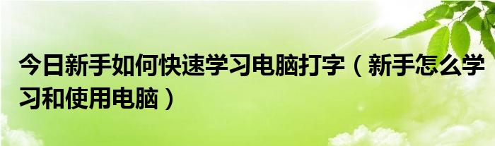 今日新手如何快速学习电脑打字（新手怎么学习和使用电脑）