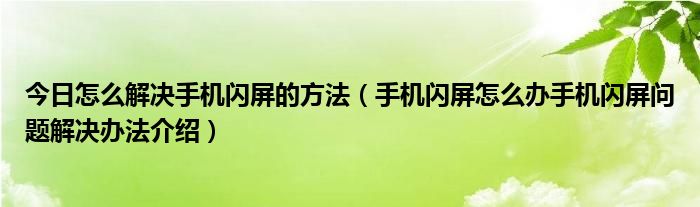 今日怎么解决手机闪屏的方法（手机闪屏怎么办手机闪屏问题解决办法介绍）