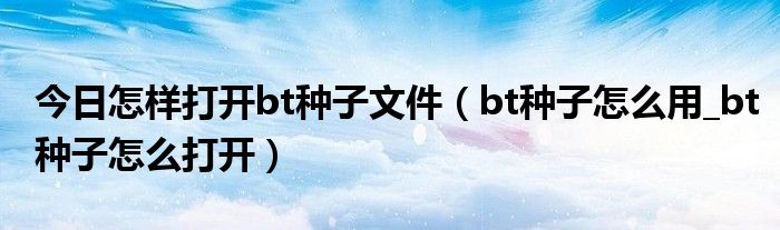 今日怎样打开bt种子文件（bt种子怎么用_bt种子怎么打开）