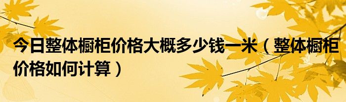 今日整体橱柜价格大概多少钱一米（整体橱柜价格如何计算）