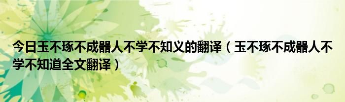 今日玉不琢不成器人不学不知义的翻译（玉不琢不成器人不学不知道全文翻译）