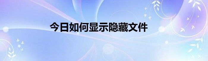 今日如何显示隐藏文件