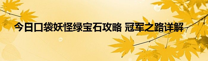 今日口袋妖怪绿宝石攻略 冠军之路详解