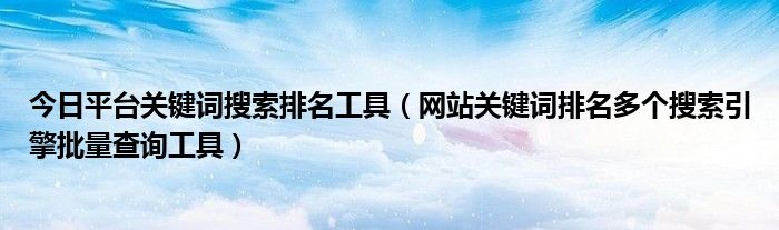 今日平台关键词搜索排名工具（网站关键词排名多个搜索引擎批量查询工具）