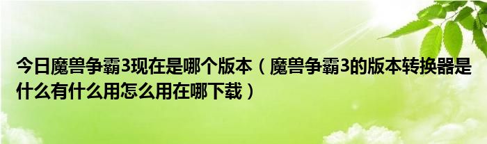 今日魔兽争霸3现在是哪个版本（魔兽争霸3的版本转换器是什么有什么用怎么用在哪下载）