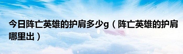 今日阵亡英雄的护肩多少g（阵亡英雄的护肩哪里出）