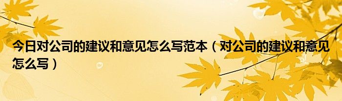 今日对公司的建议和意见怎么写范本（对公司的建议和意见怎么写）