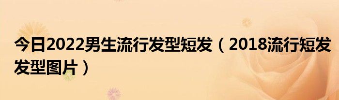 今日2022男生流行发型短发（2018流行短发发型图片）