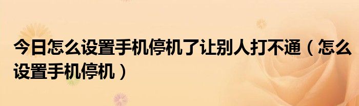 今日怎么设置手机停机了让别人打不通（怎么设置手机停机）