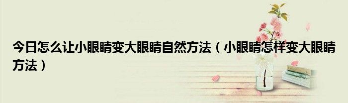 今日怎么让小眼睛变大眼睛自然方法（小眼睛怎样变大眼睛方法）