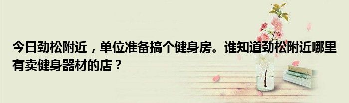 今日劲松附近，单位准备搞个健身房。谁知道劲松附近哪里有卖健身器材的店？