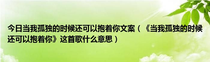 今日当我孤独的时候还可以抱着你文案（《当我孤独的时候还可以抱着你》这首歌什么意思）