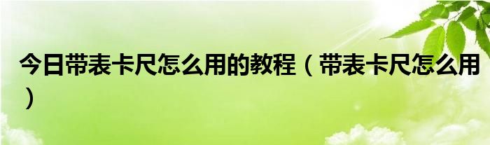 今日带表卡尺怎么用的教程（带表卡尺怎么用）