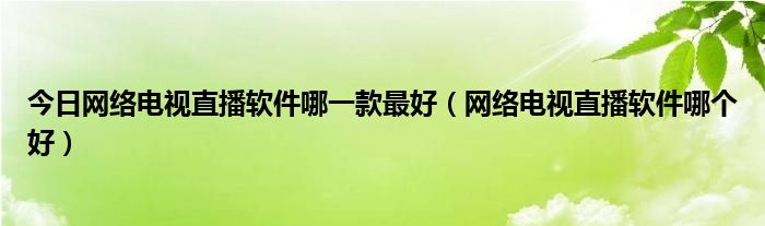 今日网络电视直播软件哪一款最好（网络电视直播软件哪个好）