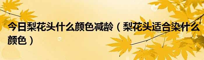 今日梨花头什么颜色减龄（梨花头适合染什么颜色）