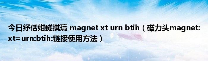 今日纾佸姏鐩掑瓙 magnet xt urn btih（磁力头magnet:xt=urn:btih:链接使用方法）