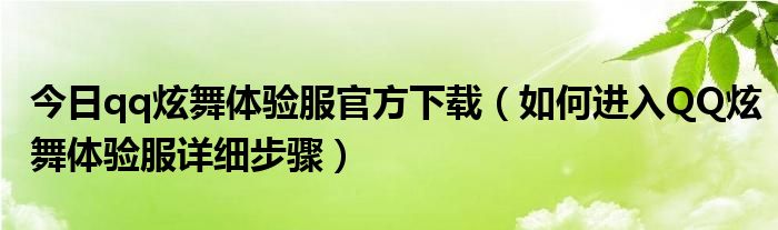 今日qq炫舞体验服官方下载（如何进入QQ炫舞体验服详细步骤）