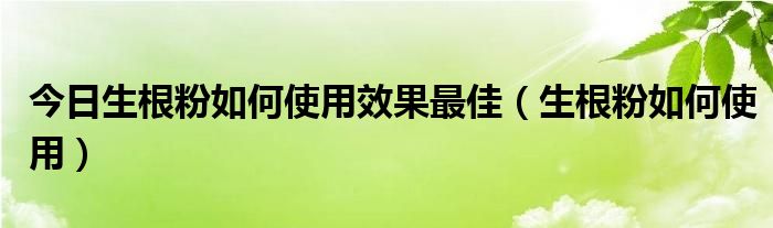 今日生根粉如何使用效果最佳（生根粉如何使用）