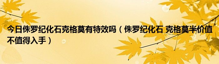 今日侏罗纪化石克格莫有特效吗（侏罗纪化石 克格莫半价值不值得入手）