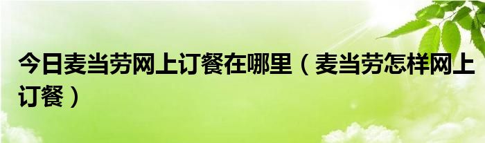 今日麦当劳网上订餐在哪里（麦当劳怎样网上订餐）