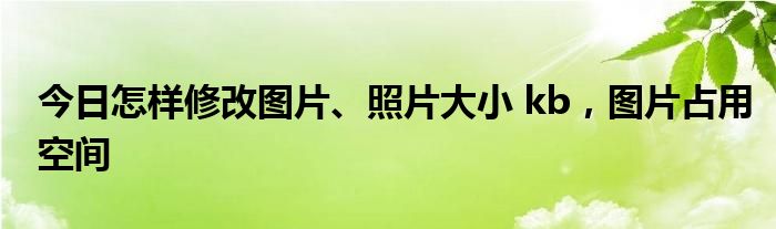 今日怎样修改图片、照片大小 kb，图片占用空间