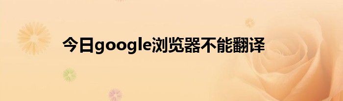 今日google浏览器不能翻译