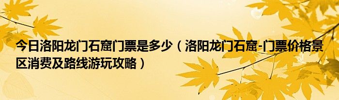 今日洛阳龙门石窟门票是多少（洛阳龙门石窟-门票价格景区消费及路线游玩攻略）