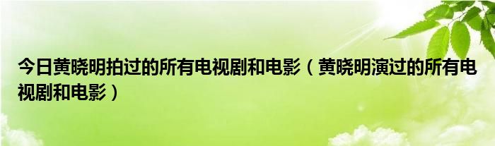 今日黄晓明拍过的所有电视剧和电影（黄晓明演过的所有电视剧和电影）