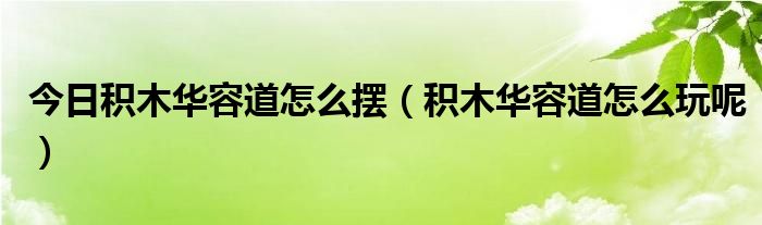 今日积木华容道怎么摆（积木华容道怎么玩呢）