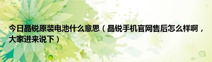 今日晶锐原装电池什么意思（晶锐手机官网售后怎么样啊，大家进来说下）