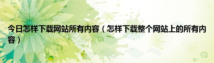 今日怎样下载网站所有内容（怎样下载整个网站上的所有内容）