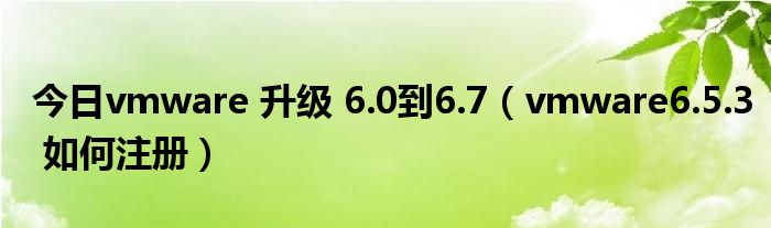 今日vmware 升级 6.0到6.7（vmware6.5.3 如何注册）