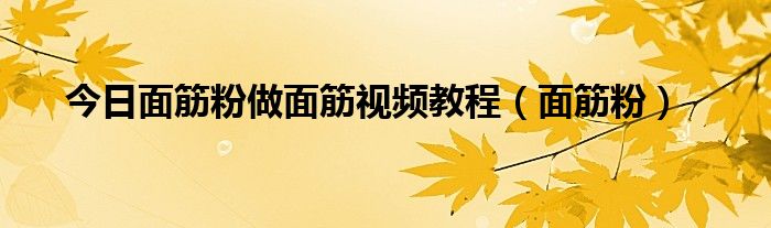 今日面筋粉做面筋视频教程（面筋粉）