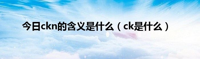 今日ckn的含义是什么（ck是什么）