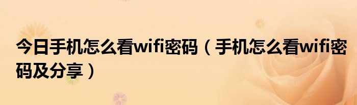 今日手机怎么看wifi密码（手机怎么看wifi密码及分享）