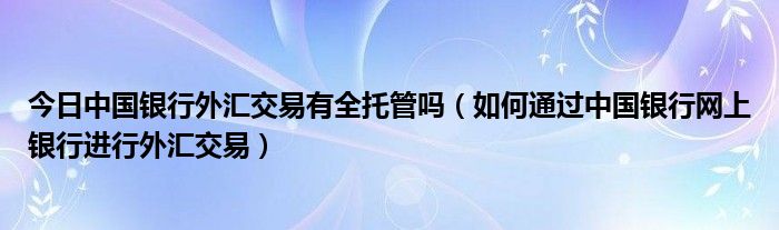 今日中国银行外汇交易有全托管吗（如何通过中国银行网上银行进行外汇交易）