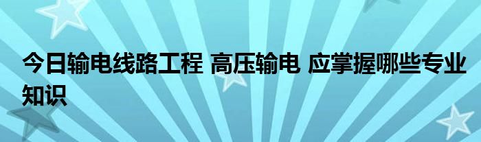 今日输电线路工程 高压输电 应掌握哪些专业知识