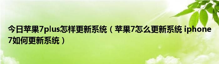 今日苹果7plus怎样更新系统（苹果7怎么更新系统 iphone7如何更新系统）