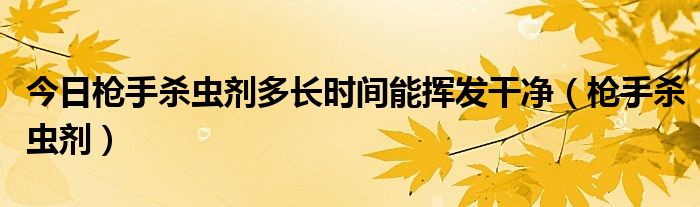 今日枪手杀虫剂多长时间能挥发干净（枪手杀虫剂）