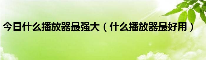 今日什么播放器最强大（什么播放器最好用）