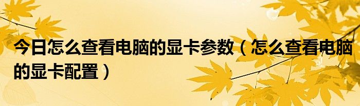 今日怎么查看电脑的显卡参数（怎么查看电脑的显卡配置）